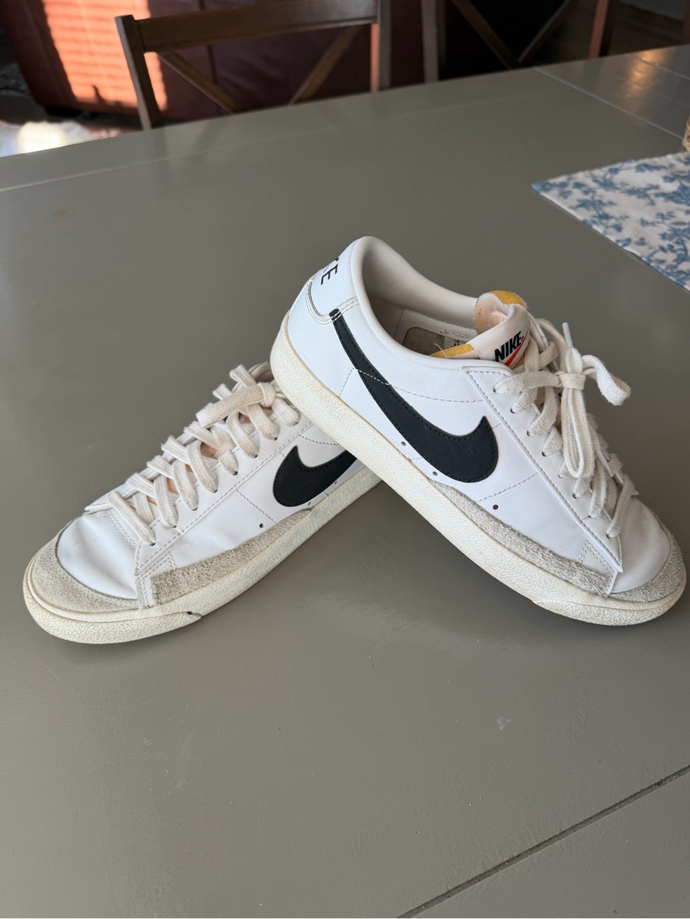 Nike Men’s White Blazer Sneakers with Black Swoosh